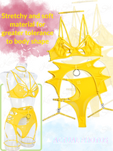 Load image into Gallery viewer, Kaei&amp;Shi Butterfly Cutout Lingerie, Choker, Underwire, Thong, Thigh Straps, 5Pcs
