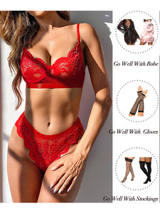 Kaei&Shi Sexy Lingerie for Women,Two Piece Lace Lingerie Set