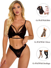 Load image into Gallery viewer, Kaei&amp;Shi Sexy Lingerie for Women,Floral Lace Lingerie Set,Two Piece Sheer Matching Bra and Panty Set
