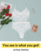 Load image into Gallery viewer, Kaei&amp;Shi Floral Lace Bodysuit,Underwire,Cutout Waist,Snap Crotch,Teddy Lingerie for Women
