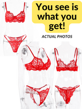 Load image into Gallery viewer, Kaei&amp;Shi Scalloped Floral Lace, Underwire, High Cut Thong, 2 Pieces Lingerie
