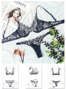 Kaei&Shi Sexy Bra and Panty Sets,Embroidered Two Piece Underwire Lingerie Set