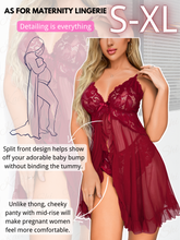 Load image into Gallery viewer, Kaei&amp;Shi Maternity Long Dress, Wireless Lace Bra, Mid-Rise Panty, 2Pc Babydoll
