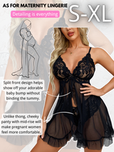 Load image into Gallery viewer, Kaei&amp;Shi Maternity Long Dress, Wireless Lace Bra, Mid-Rise Panty, 2Pc Babydoll
