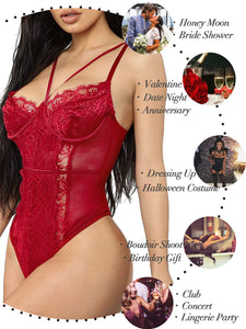 See Through Lingerie,V-Neck Lace Babydoll