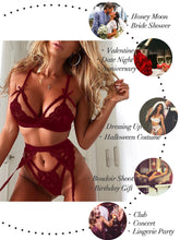 Load image into Gallery viewer, Kaei&amp;Shi Sexy Lingerie for Women, Heart Lingerie Set with Garter Belt
