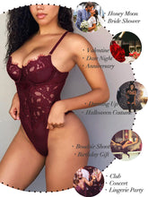 Load image into Gallery viewer, Kaei&amp;Shi See Through Lingerie V-Neck Floral Lace Babydoll
