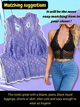 Load image into Gallery viewer, Kaei&amp;Shi Going Out, Halter Deep V, Lace Racerback, Floral Bustier Bralette
