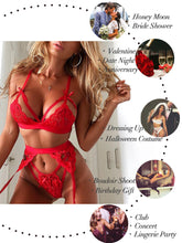 Load image into Gallery viewer, Kaei&amp;Shi Sexy Lingerie for Women, Heart Lingerie Set with Garter Belt
