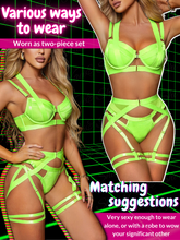 Load image into Gallery viewer, Kaei&amp;Shi Strappy Harness, All Adjustable, Underwire Racerback, 4pc Garter Set
