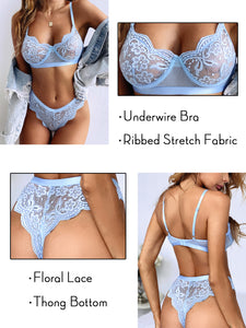 Kaei&Shi Sexy Lingerie for Women,Two Piece Lace Lingerie Set