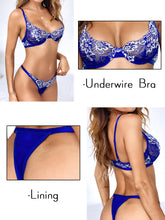 Load image into Gallery viewer, Kaei&amp;Shi Sexy Bra and Panty Sets,Embroidered Two Piece Underwire Lingerie Set
