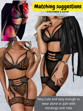 Load image into Gallery viewer, Kaei&amp;Shi 4 Piece,Strappy Triangle Bralette,Thong,Thigh Bands,Garter Lingerie Set
