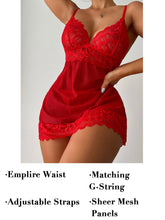 Load image into Gallery viewer, Kaei&amp;Shi Sexy Floral Lace, Scalloped Swing, Stretch Mesh, 2 Pieces Babydoll
