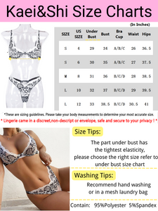 Kaei&Shi Ruffle Embroidered Mesh Lace Lingerie,Underwire Sheer Matching Two Piece Lingerie Set