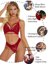 Load image into Gallery viewer, Kaei&amp;Shi Sexy Lingerie for Women,Floral Lace Lingerie Set,Two Piece Sheer Matching Bra and Panty Set
