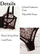 Load image into Gallery viewer, Kaei&amp;Shi Heart Dot Flocking, Underwire Cami Top, Cheeky Thong, 2 Pieces Lingerie
