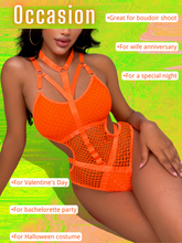 Load image into Gallery viewer, Kaei&amp;Shi Fishnet Bodysuit,Choker Strappy,Cutout Waist,Teddy Lingerie for Women

