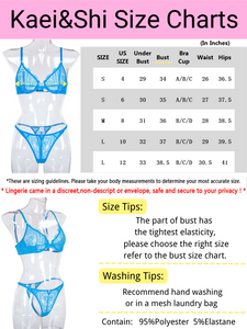 Kaei&Shi Scalloped Mesh Floral Lace Lingerie for Women,Underwire Sheer Matching Two Piece Lingerie Set