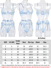 Load image into Gallery viewer, Kaei&amp;Shi Embroidered Applique Lace Lingerie,Underwire Mesh Sheer Honeymoon Matching 3 Piece Lingerie Set
