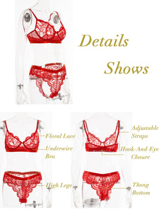 Kaei&Shi Sexy Lingerie for Women,Two Piece Lace Lingerie Set