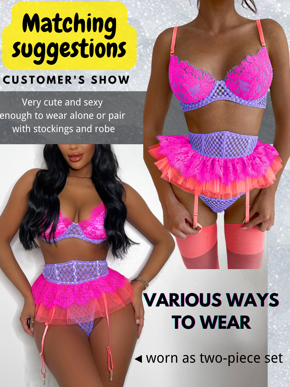Kaei&Shi Tutu Skirt Garter Belt, Fishnet Lace, High Leg Thong (Without Kaei&Shi Tutu Skirt Garter Belt, Fishnet Lace, High Leg Thong (Without