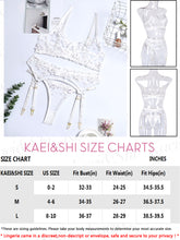 Load image into Gallery viewer, Kaei&amp;Shi Embroidered Applique Lace Lingerie,Underwire Mesh Sheer Honeymoon Matching 3 Piece Lingerie Set
