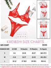 Load image into Gallery viewer, Kaei&amp;Shi Scalloped Mesh Floral Lace Lingerie for Women,Underwire Sheer Matching Two Piece Lingerie Set
