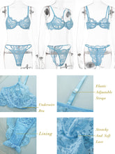 Load image into Gallery viewer, Kaei&amp;Shi Sexy Bra and Panty Sets,Sheer Lace Two Piece Lingerie,Matching Floral Underwire Scalloped Lingerie Set
