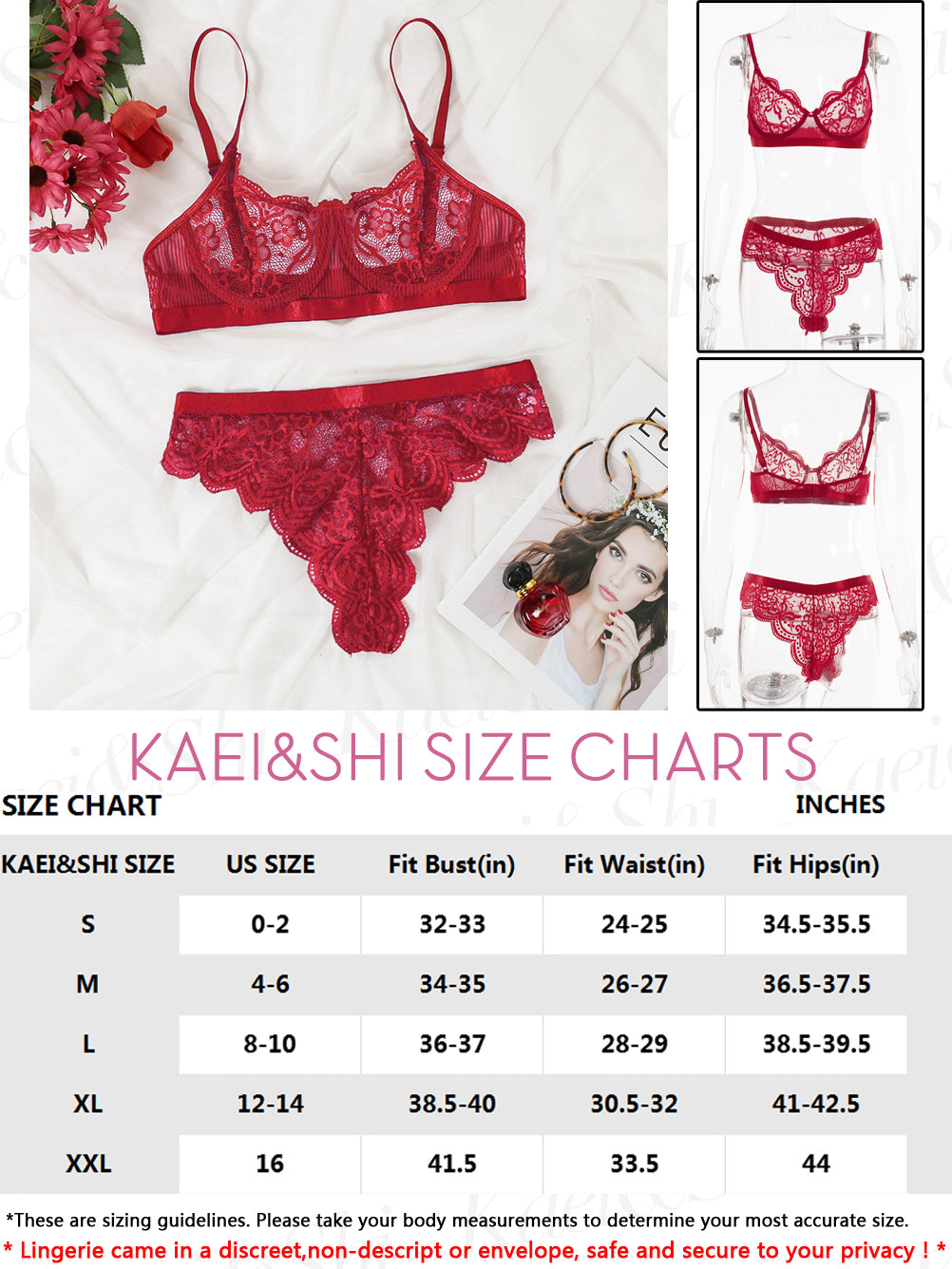 Kaei&Shi Sexy Lingerie for Women,Two Piece Lace Lingerie Set Kaei&Shi Sexy Lingerie for Women,Two Piece Lace Lingerie Set