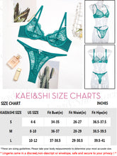 Load image into Gallery viewer, Kaei&amp;Shi Scalloped Mesh Floral Lace Lingerie for Women,Underwire Sheer Matching Two Piece Lingerie Set
