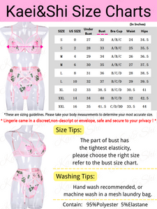 Kaei&Shi Embroidered Lingerie for Women,3 Piece Sexy Lingerie Garter Set