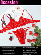 Load image into Gallery viewer, Kaei&amp;Shi Scalloped Floral Lace, Underwire, High Cut Thong, 2 Pieces Lingerie
