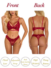 Load image into Gallery viewer, Kaei&amp;Shi Sexy Lingerie for Women,Floral Lace Lingerie Set,Two Piece Sheer Matching Bra and Panty Set
