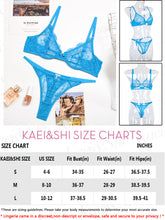 Load image into Gallery viewer, Kaei&amp;Shi Scalloped Mesh Floral Lace Lingerie for Women,Underwire Sheer Matching Two Piece Lingerie Set
