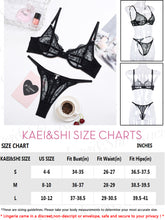 Load image into Gallery viewer, Kaei&amp;Shi Scalloped Mesh Floral Lace Lingerie for Women,Underwire Sheer Matching Two Piece Lingerie Set
