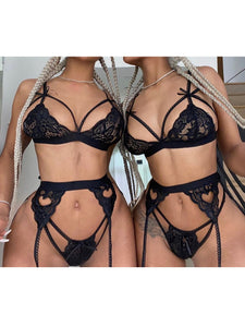 Kaei&Shi Sexy Lingerie for Women, Heart Lingerie Set with Garter Belt