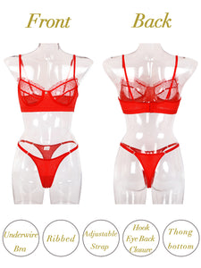 Kaei&Shi Sexy Lingerie for Women,Ruffle 2 Piece Lace Lingerie Set