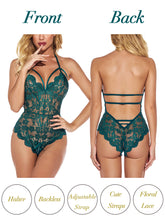 Load image into Gallery viewer, Kaei&amp;Shi Sexy Lingerie for Women,Sheer Lace One Piece High Cut Bodysuit
