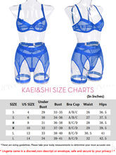 Load image into Gallery viewer, Kaei&amp;Shi Fishnet Mesh Sheer,Underwire,G-String,Thigh Straps,4 Piece Garter Lingerie
