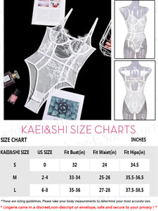 Kaei&Shi Scalloped Eyelash Mesh Sheer Lace Bodysuit,Underwire Backless Snap Crotch One Piece Body Suit