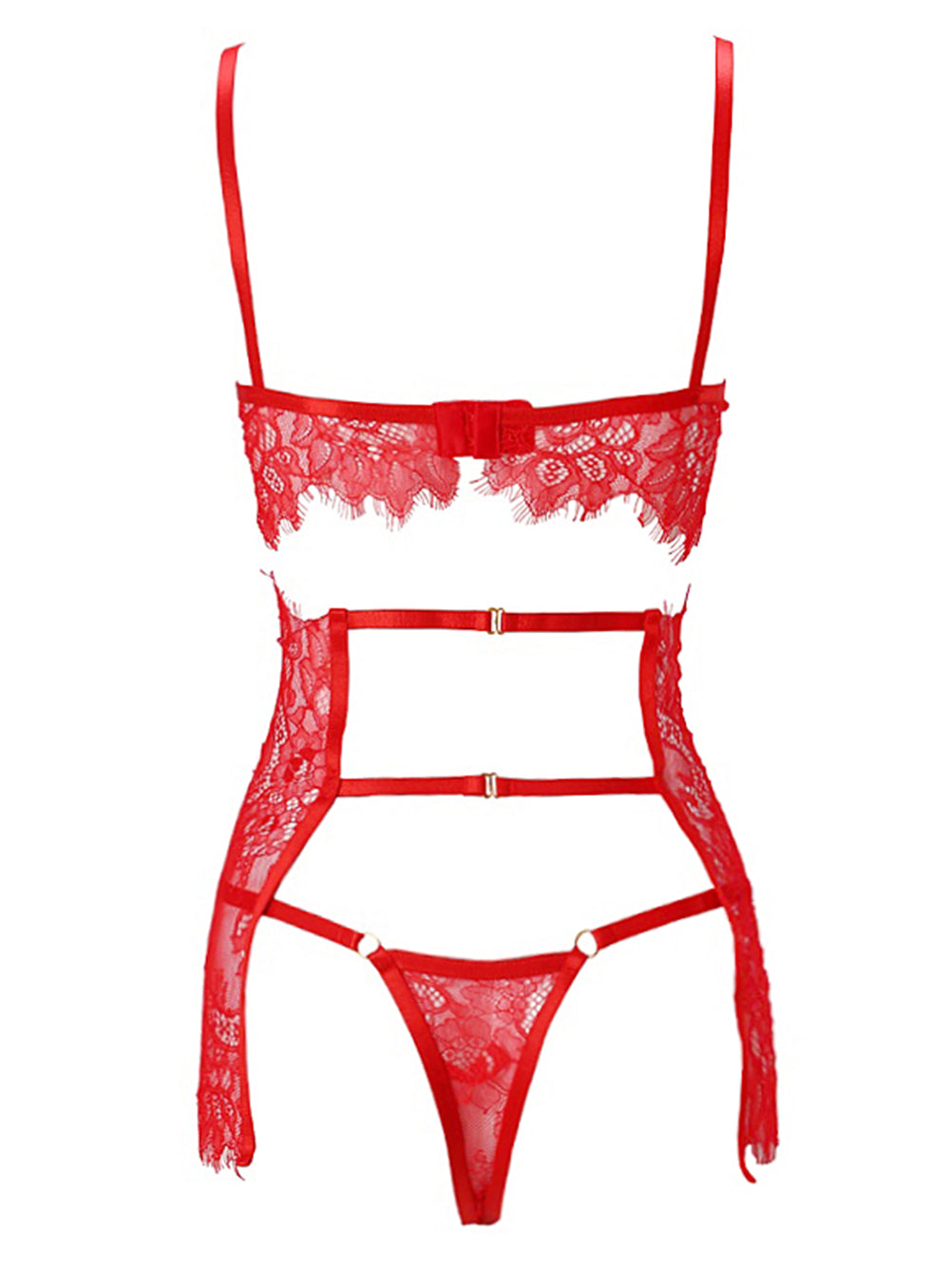 Kaei&Shi Sexy Mini Skirt, Sheer Floral Lace, Underwire Top, 3 Pieces L Kaei&Shi Sexy Mini Skirt, Sheer Floral Lace, Underwire Top, 3 Pieces L