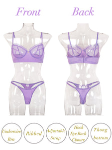 Kaei&Shi Sexy Lingerie for Women,Ruffle 2 Piece Lace Lingerie Set
