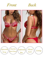 Load image into Gallery viewer, Kaei&amp;Shi Sexy Bra and Panty Sets,Embroidered Two Piece Underwire Lingerie Set
