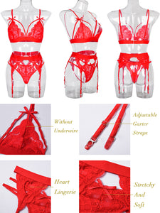 Kaei&Shi Sexy Lingerie for Women, Heart Lingerie Set with Garter Belt