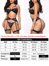 Load image into Gallery viewer, Kaei&amp;Shi Garter Lingerie for Women, Eyelash Lace Underwire Lingerie Set, 3 Piece Bra and Panty
