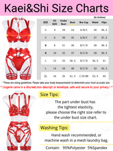 Load image into Gallery viewer, Kaei&amp;Shi Strappy Harness, All Adjustable, Underwire Racerback, 4pc Garter Set
