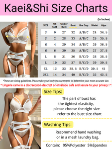 Kaei&Shi Garter Lingerie For Women,Sexy Lace Lingerie,Sheer Matching 4 Piece Lingerie Set