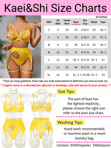 Kaei&Shi Butterfly Cutout Lingerie, Choker, Underwire, Thong, Thigh Straps, 5Pcs