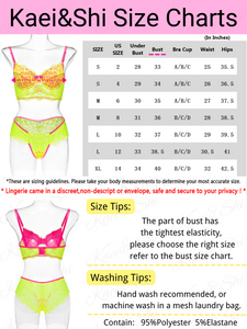 Kaei&Shi Garter Lingerie For Women,Sexy Lace Lingerie,Sheer Matching 4 Piece Lingerie Set